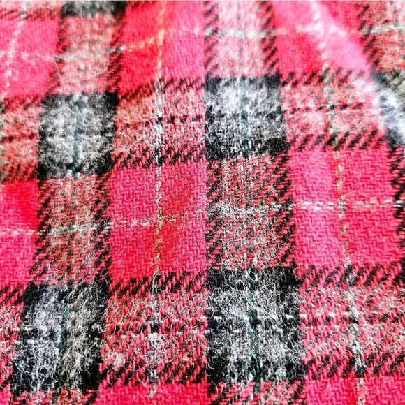 Vintage Savannah 1980's Red Plaid Tartan Wool Blend Mini Pencil Preppy Skirt 12P - Picture 3 of 6